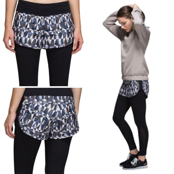 Lululemon Hot Cheeks Quilted Shorts Womens sz 6 Stained Glass Love Neutral Black - Picture 1 of 10